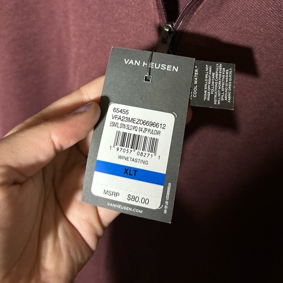 NEW Van Heusen Men’s 3/4 Zip Pullover “Wine Tasting” Burgandy Long Sleeve XLTall - Picture 2 of 6